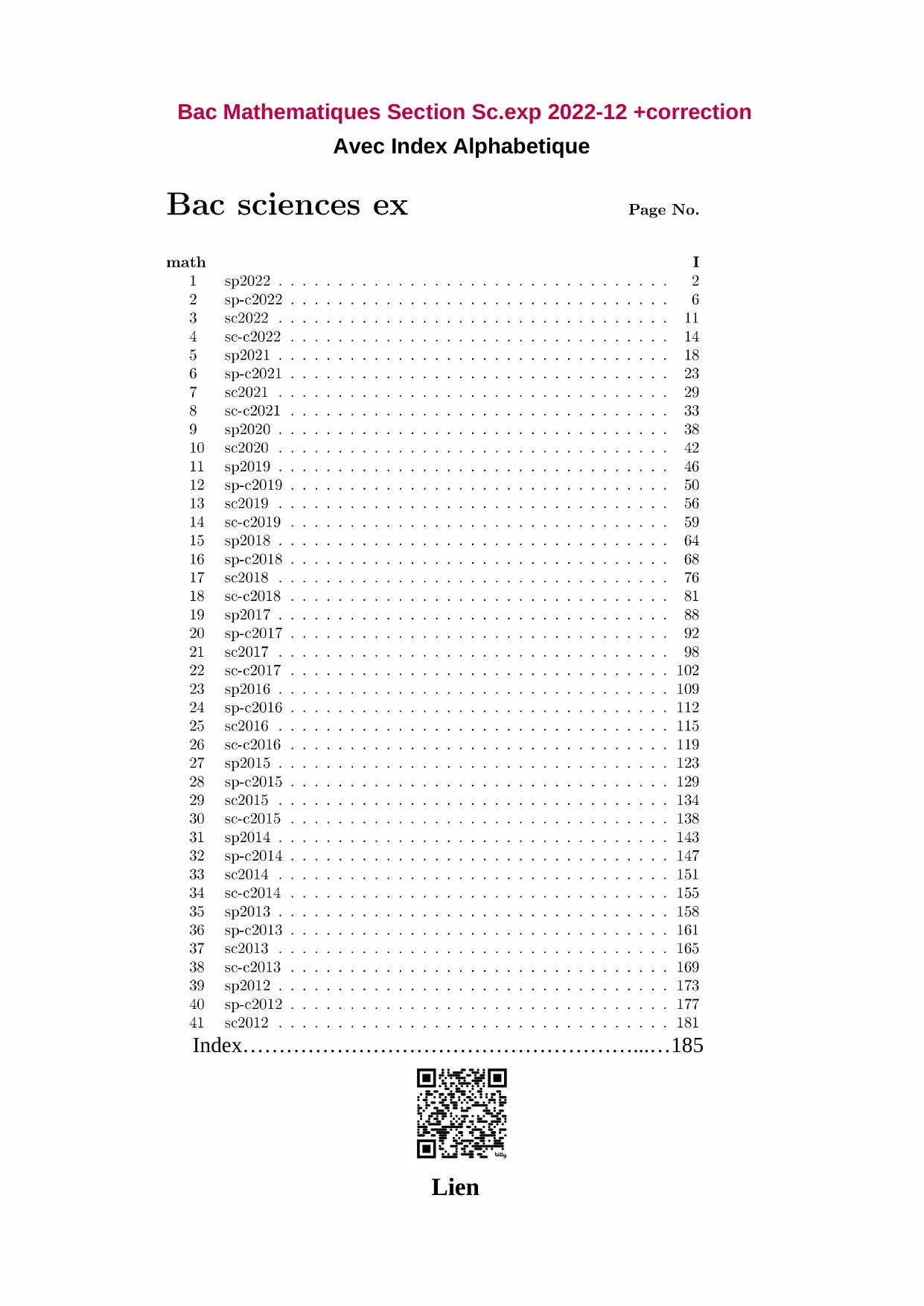 Bac Math Section Sc exp 2022 12 Indexe